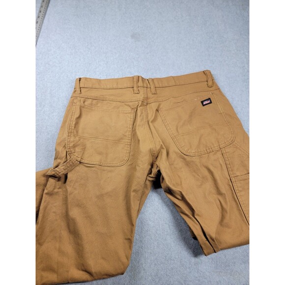 Dickies Carpenter Pants Mens 34x34 (36x33) Brown Canvas Stretch Work Distressed - Picture 13 of 16